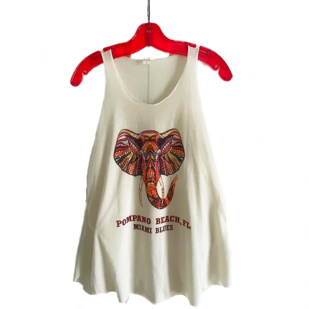 Pompano Beach Ladies Cream Beach Tank Top - Picture 1 of 9